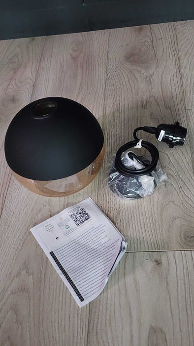 Lustră Opviq CAMINI 1xE27/40W/230V, metal, sticlă, negru, transparent, 1 bec