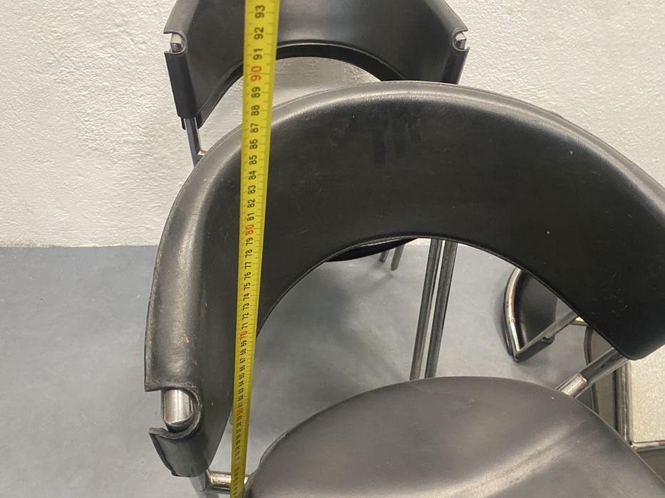 Дизайнерски столове Дания естествена кожа хром 1988 комплект 4