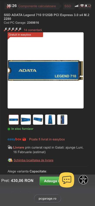 SSD 512GB ADATA Legend 710 Gen3 x4 M.2 NVme