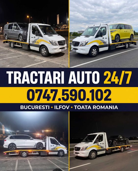 Tractări Auto NON-STOP 24/7 București Ilfov & România | Platformă Auto