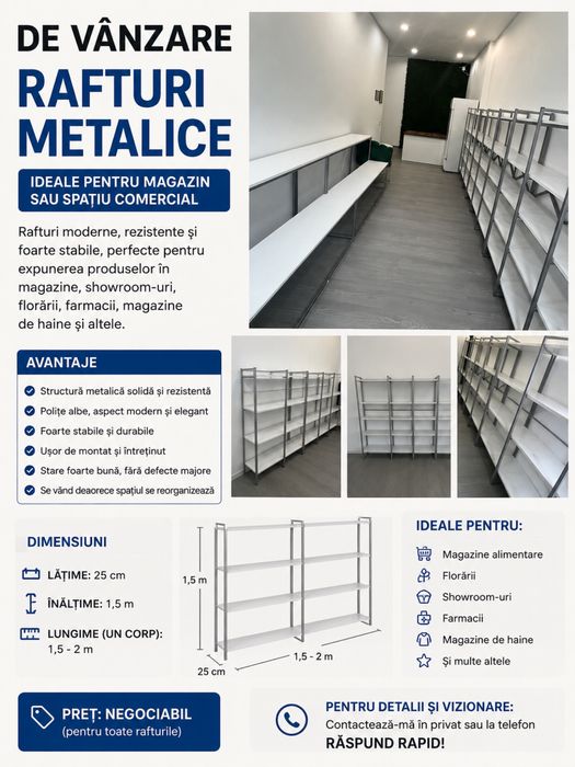 Vand rafruri metalice cu polite de lemn