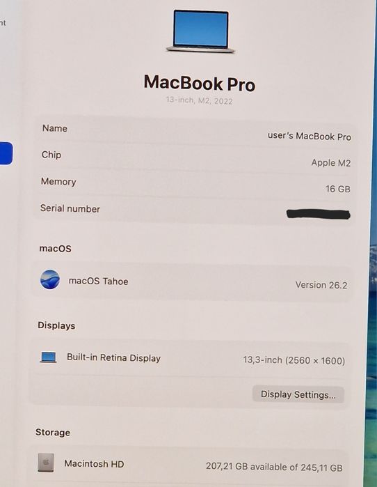 Apple Macbook Pro 13 M2 16gb 256gb storage, laptop nou nefolosit
