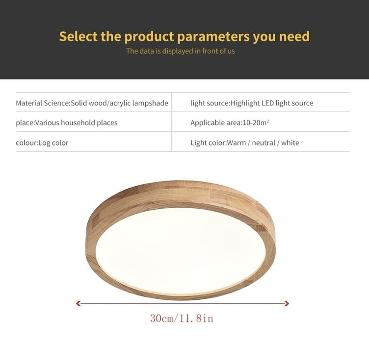 Plafoniera LED din lemn