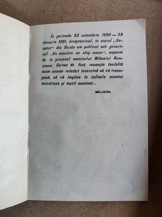 Carte din procesul asasinului Mihaelei Runceanu