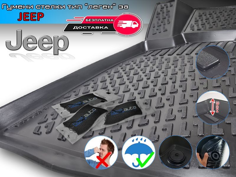 Гумени Стелки тип Леген за Jeep Renegade / Compass / Grand Cherokee