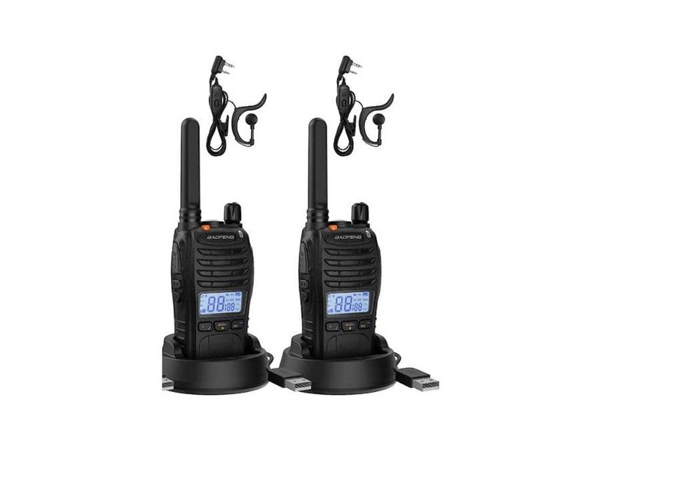2 x Stație radio portabilă Baofeng PMR446, 16 canale, 0.5 W, USB, 1200 mAh, Model E88/A88