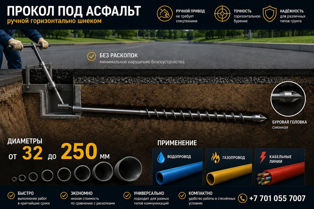 Прокол под асфальт ручной
