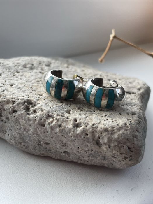 Сребърни обеци с тюркоаз