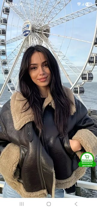 Късо яке с каракул  кафяво и пролетни яке