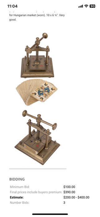 Преса за карти / 1900 та год.