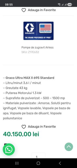 Pompa de vopsit graco ultra max 2 Pro Contractor