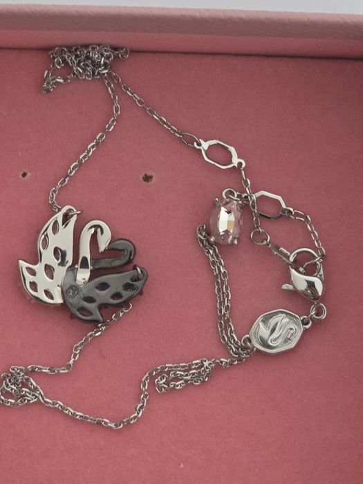 Pandantiv Swan Lebădă, Albastru, Finisaj metalic mixt