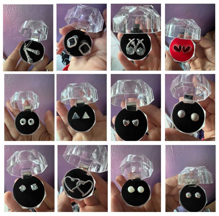 различни модели нови обеци с подарък кутийка.