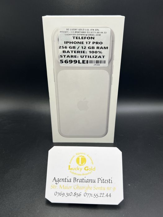 Telefon iphone 17 pro 256/12 gb sigilat 100% baterie cod 25388