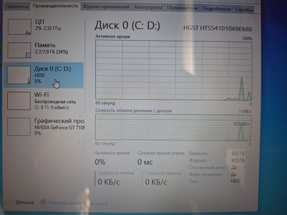 Рабочий ноутбук ASUS Intel core i7-3537U CPU 2,5 GHz