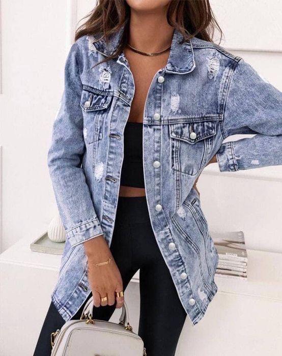 Дамско дънково яке