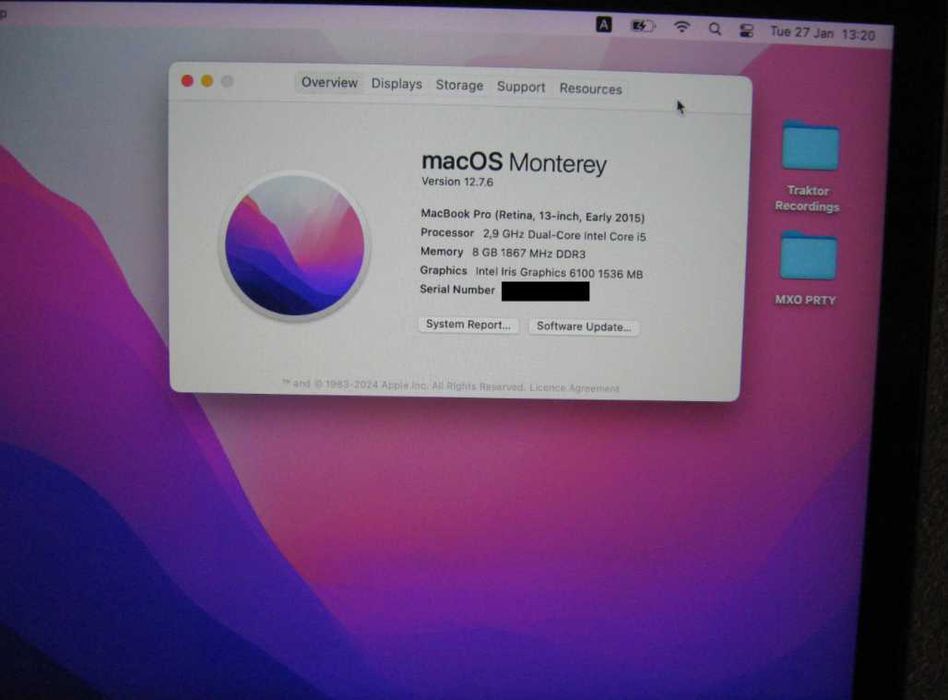 Macbook Pro 2015 13'' Retina Display I5 2.9ghz 8GB Ram 512 SSD