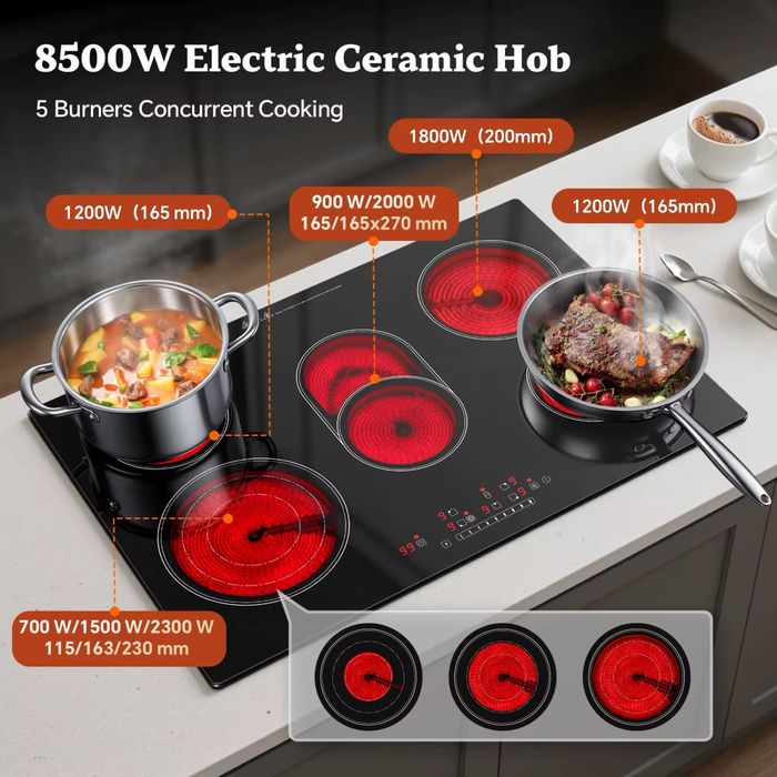 Витрокерамична печка електрическа, енкрустирана (за вграждане в плот)