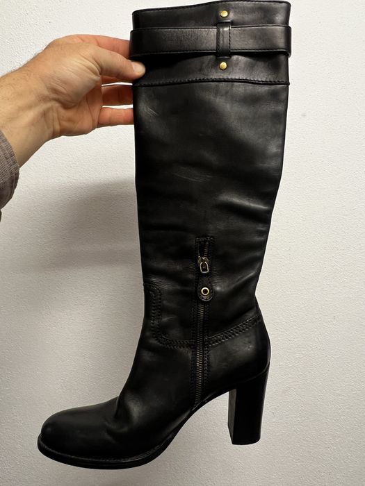 Incaltaminte din piele cizme elegante cu toc  dama