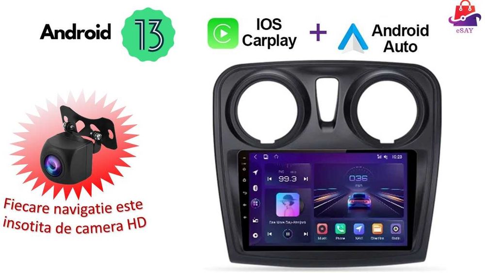 Navigatie android Dacia Logan 2 Sandero 2 CarPlay AndroidAuto MediaNav