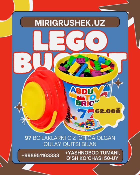 Lego barcha turdagi Biz naxt va perechisleniyaga donaga va optomga