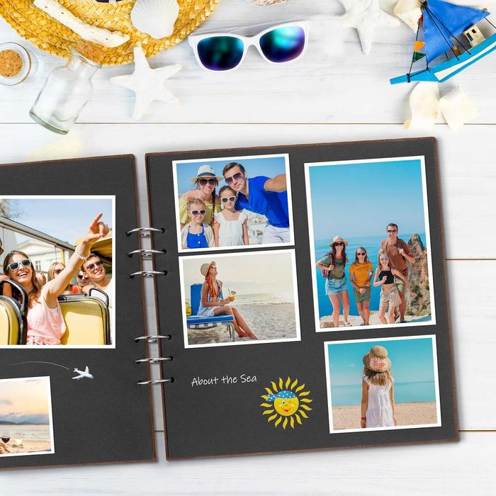 Дървен фото албум scrapbook 28x28 см 80 страници черен