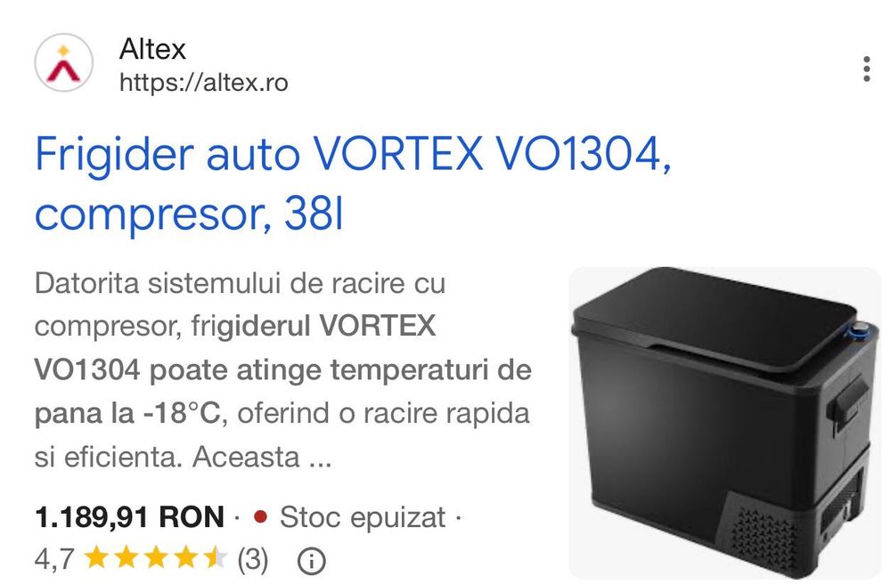 Lada frigorifică auto Vortex 38L