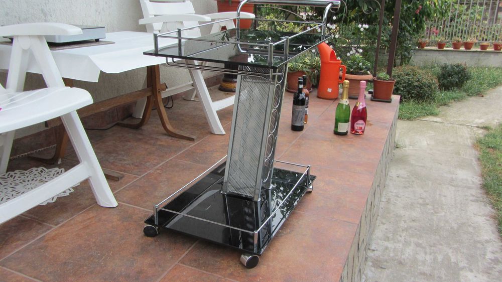 Carucior servire Gheridon frumos sticla si inox