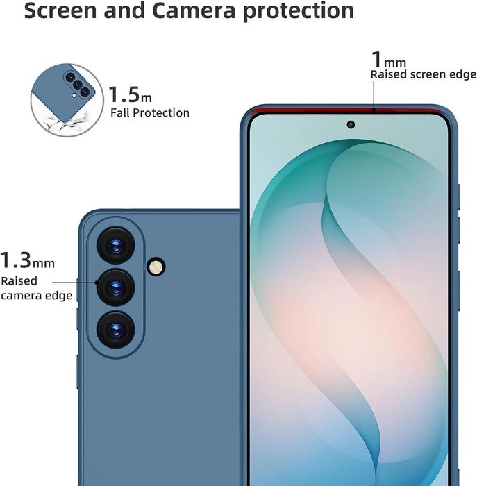 Матов силиконов кейс за samsung galaxy s26 - тъмно син - със защита на