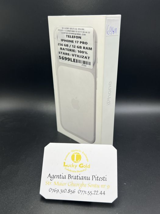 Telefon iphone 17 pro 256/12 gb sigilat 100% baterie cod 25388
