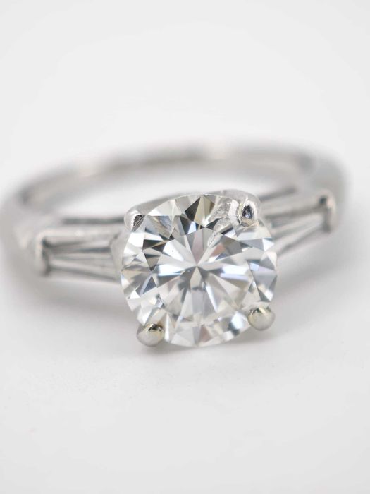 Inel aur platina cu diamante naturale 2ct si certificat gemologic