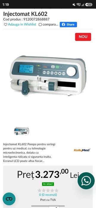 Injectomat KL602 Nou!  Pompa pentru seringi pentru uz medical