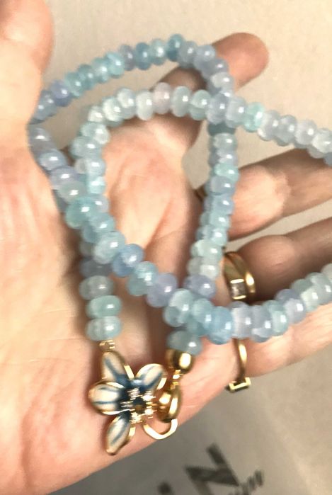 Colier si bratara din rondele agat albastru deschis