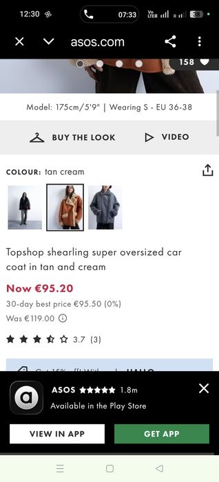 Jachetă maro tip cojoc de la Topshop, mărimea S.