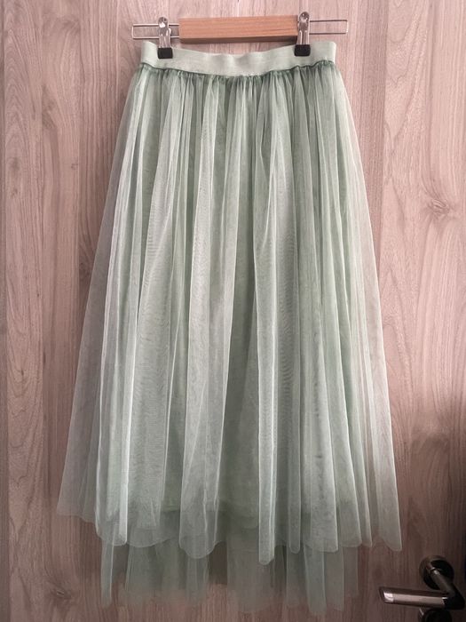 Fusta verde menta din tulle S/ XS