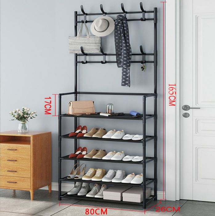 Многофункционална стойка за обувки, чанти и закачалка за връхни дрехи