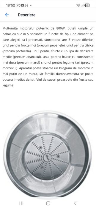 Storcator de fructe 800 w