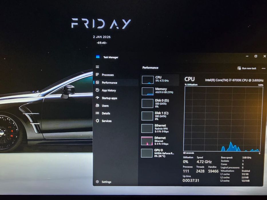 PC Gaming i7-9700K + RTX 3060 Ti TUF I Stare foarte bună
