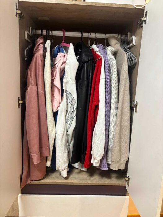 Двукрилен гардероб, бяло и дъб сонома