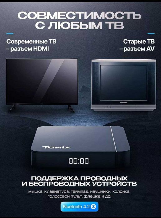 Смартбокс Tanix W2 android.Бепул Канналлар 5000та+Кинолар чексиз+Ютуб