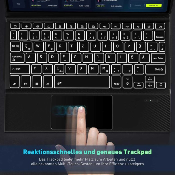 Husa cu tastatura Lenovo Tab P11 Gen 2, QWERTZ, iluminata