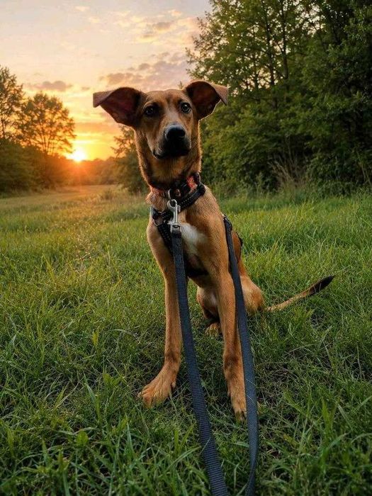JODA, un câine mascul metis care a fost adoptat.
