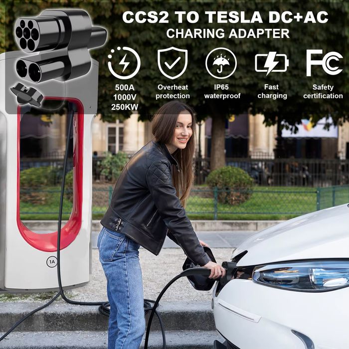 Адаптер от CCS2 кьм  DC + Туре 2 АС Бързо Зареждане