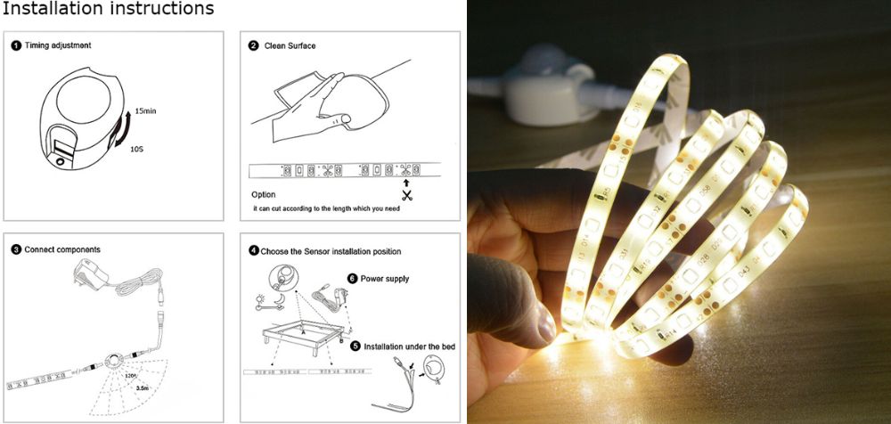 Banda Led 12V cu senzor de miscare. Luminneaza doar seara. Nou!