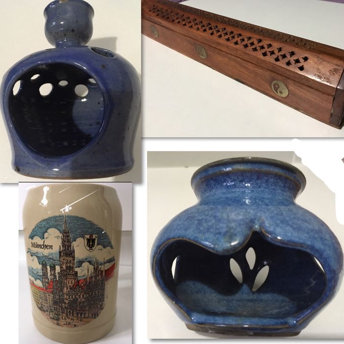 Винтидж 2бр френски арома лампи кутия дърво ян ин