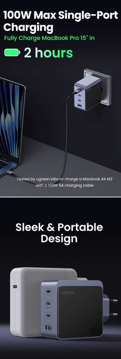 UGREEN X565 Nexode S 100W GaN 3C+U QC4.0 For Laptop/Macbook/Ultrabook