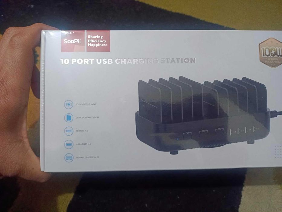 SooPii 100W 10-портова USB зарядна станция, 6 USB-C и 4 USB-A порта
