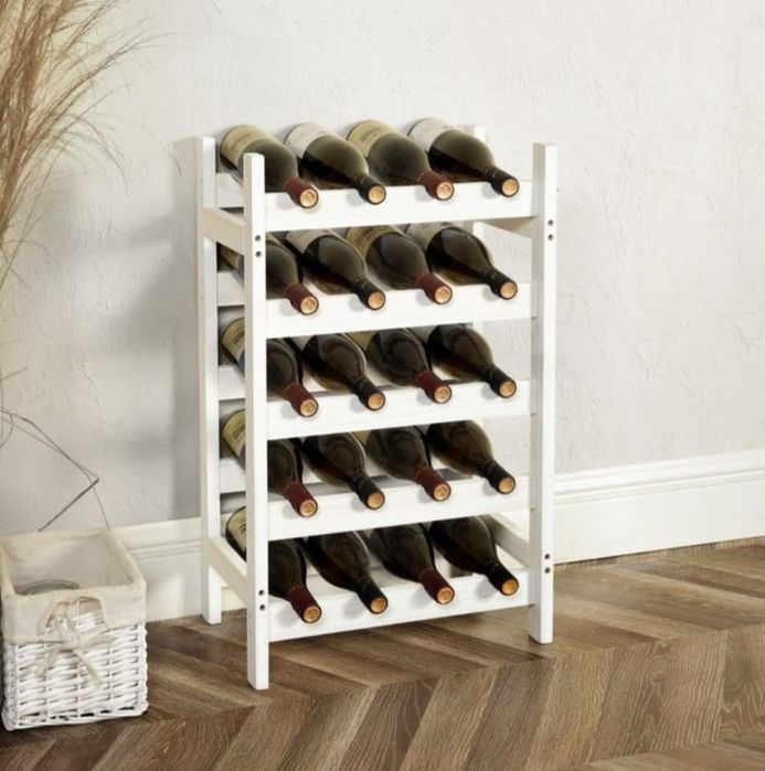 Suport lemn/ Raft alb pentru 20 sticle Vin Șampanie