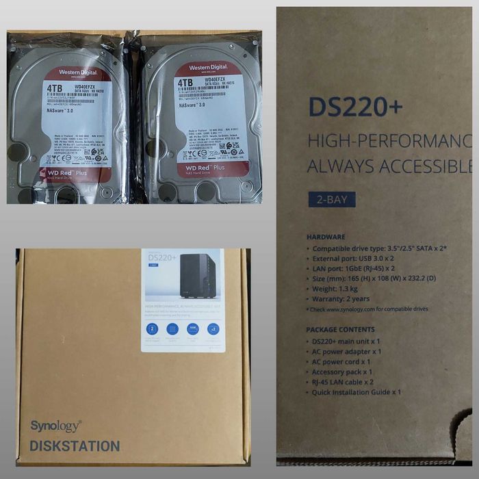 NAS Synology DiskStation DS220+ Western Digital 4TB WD Red Plus