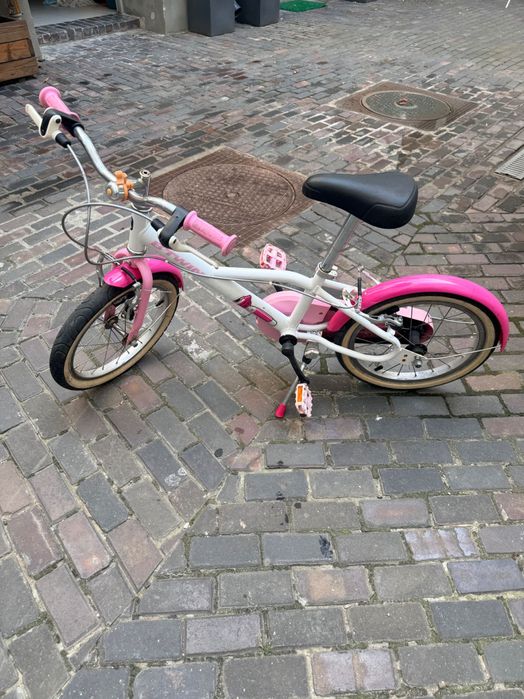 Bicicletă copii B’TWIN Docto Girl 500, 16”, roz/alb
